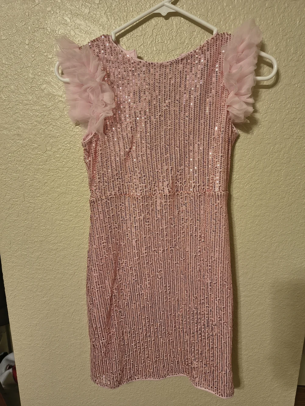 Grace Karin Pink Sequin Ruffle Sleeve Girls Party Dress